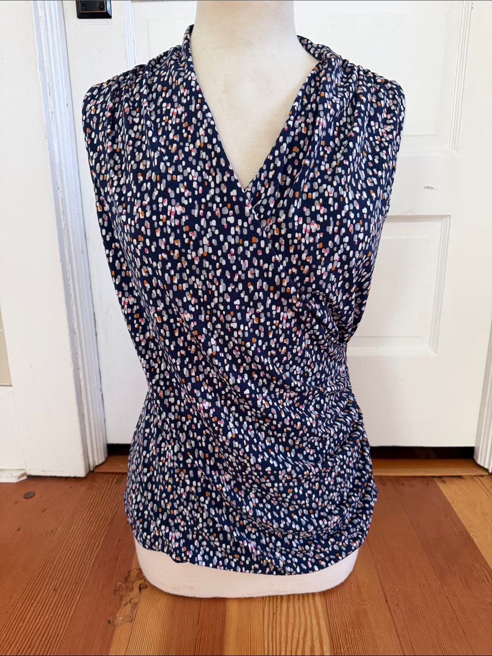 41 Hawthorn Sleeveless Navy Blue Wrap Top Medium